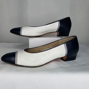 Ferragamo 8.5 AA Navy and White Shoes